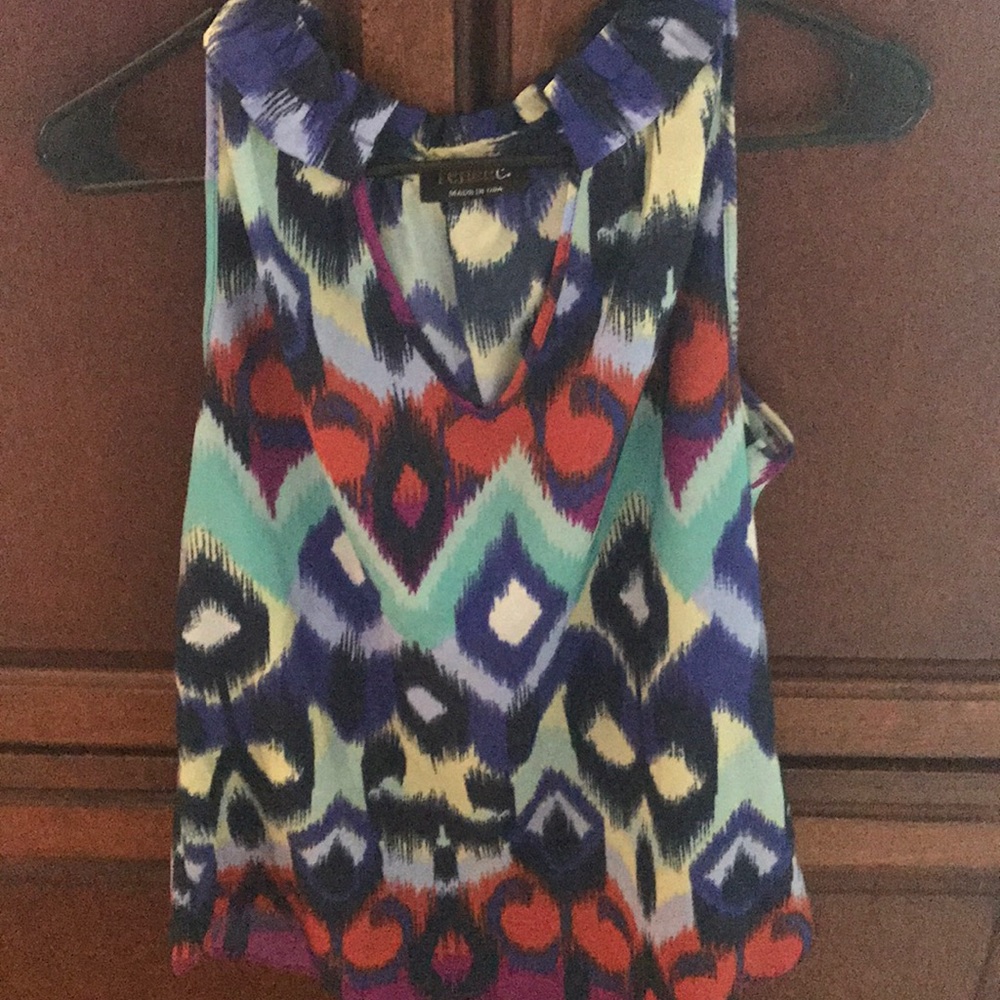 Colorful split neck blouse